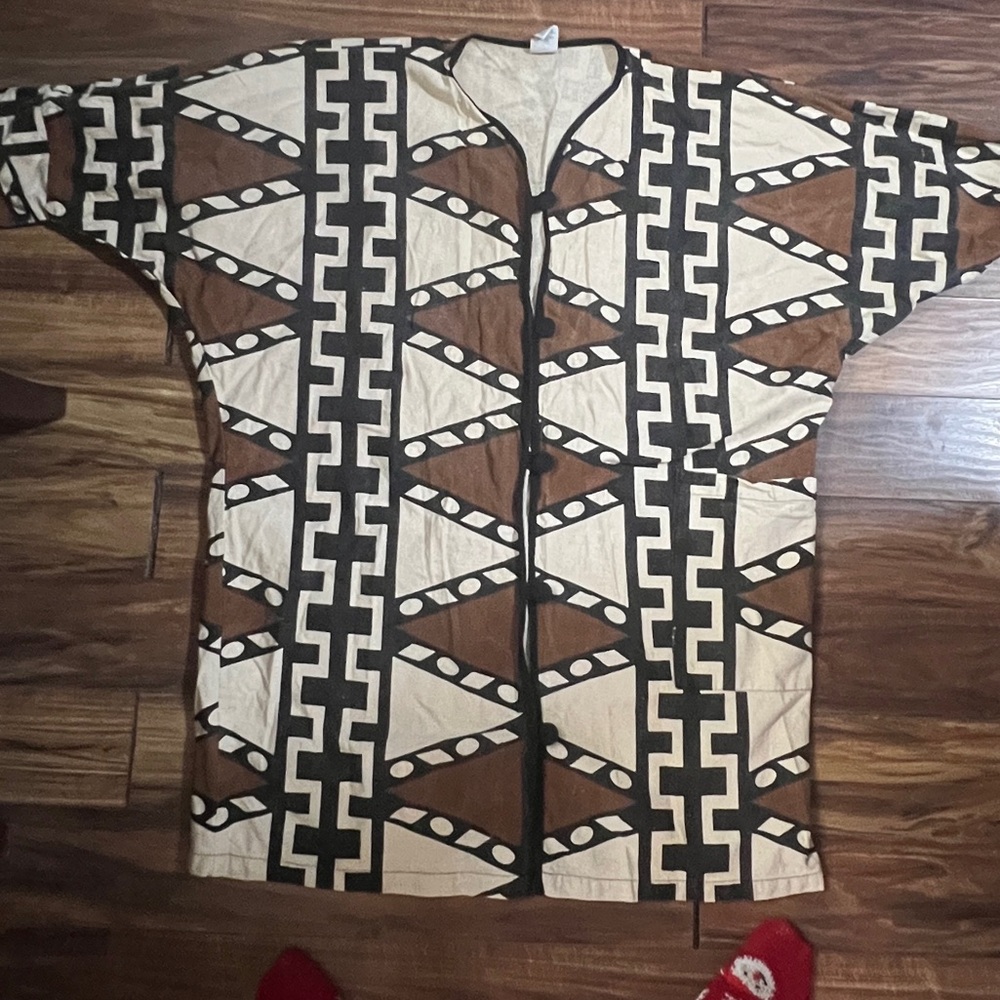 Geometric Brown & Cream Women's Kimono Jacket